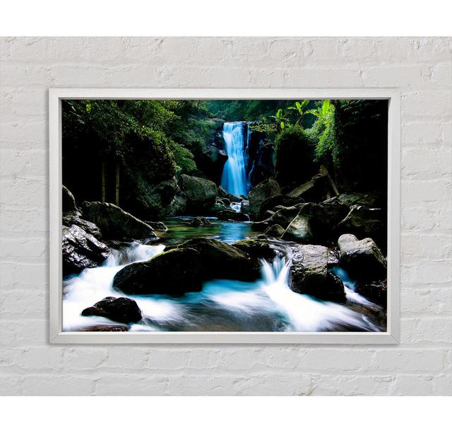 Enchanted Blue Waterfall Forest Flows - Single Picture Frame Art Prints on Canvas Bright Star Size: 84.1cm H x 118.9cm W x 3.3cm D on Productcaster.