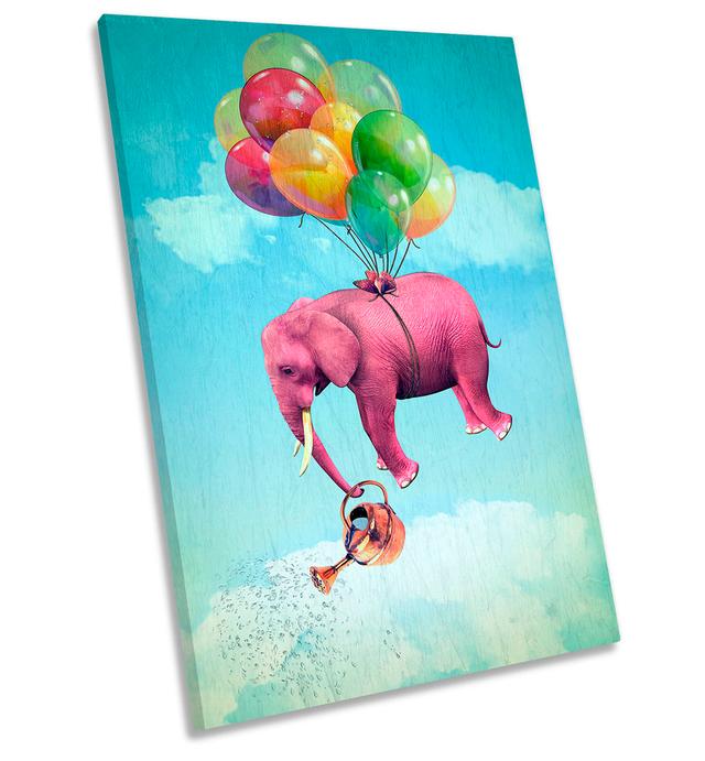 Elephant Surrealism Balloons Print CANVAS WALL ART Portrait Picture Pink Maturi Size: 91.4cm H x 61cm W x 4cm D on Productcaster.