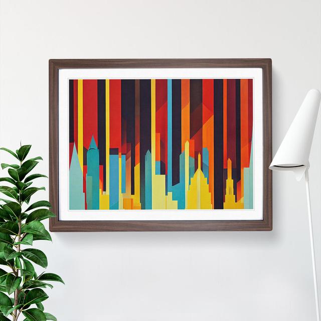 XH1022-8113X Splendid Abstract City Skyline - Single Picture Frame Print 17 Stories Size: 46cm H x 64cm W x 2cm D, Frame Colour: Walnut on Productcaster.