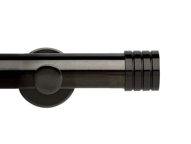 Derlene 3.5cm Single Curtain Pole Rosalind Wheeler Colour: Black Nickel, Size: 3.50cm H x 300cm W x 3.50cm D on Productcaster.