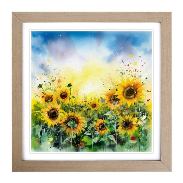 Sunflower Field No.2 - Single Picture Frame Art Prints on Wood Brambly Cottage Format: Oak on Productcaster.