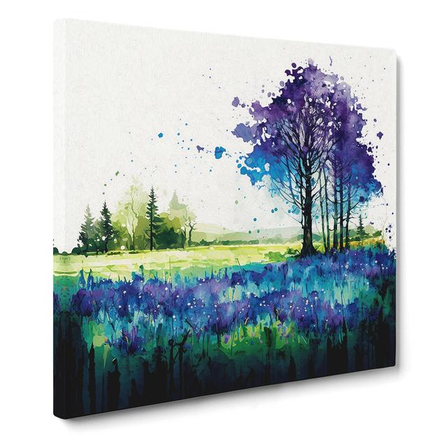 Bluebell Field Splatter Art - Print Marlow Home Co. Size: 35cm H x 35cm W x 3cm D on Productcaster.