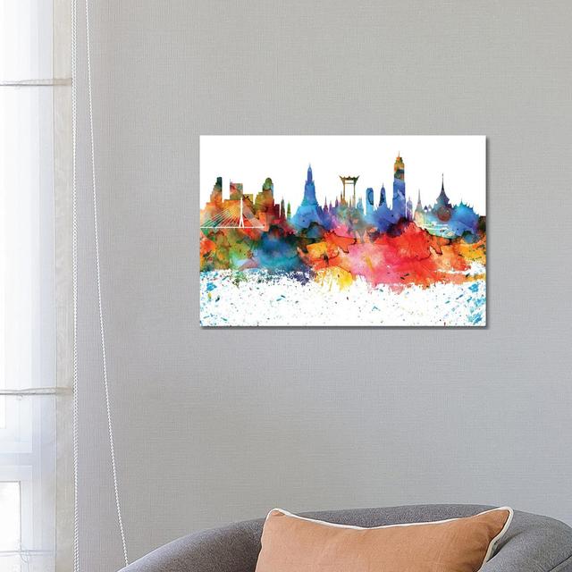 Bangkok Skyline by WallDecorAddict - Wrapped Canvas Painting Latitude Run Size: 45.72cm H x 66.04cm W x 3.81cm D on Productcaster.