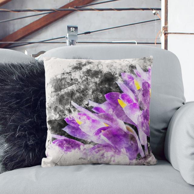 Wild Orchid Flowers Watercolour Cushion with Filling East Urban Home Size: 55cm H x 55cm W x 20cm D, Backing Colour: Stone on Productcaster.