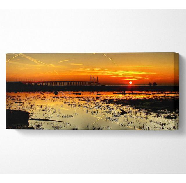 Ocean Path To The Sun Panoramaleinwand Haus am Meer Größe: 40,6 cm H x 101,6 cm B x 10 cm T on Productcaster.