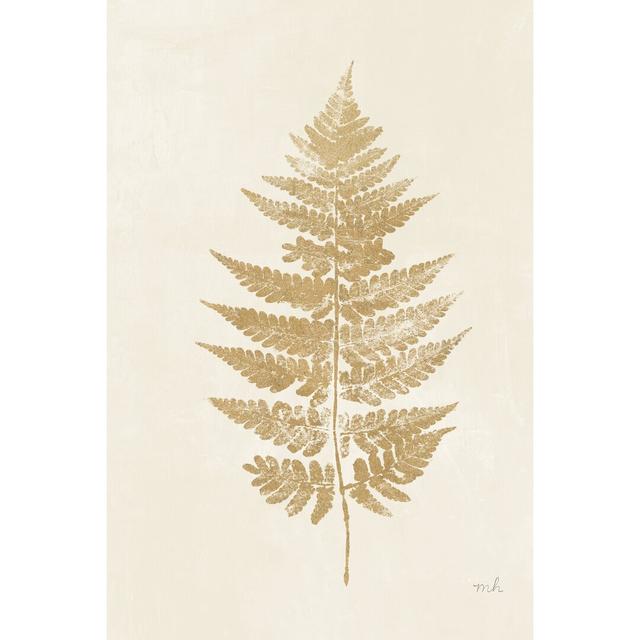 Fern Print I Gold No Shiplap - Wrapped Canvas Painting 17 Stories Size: 91cm H x 61cm W on Productcaster.