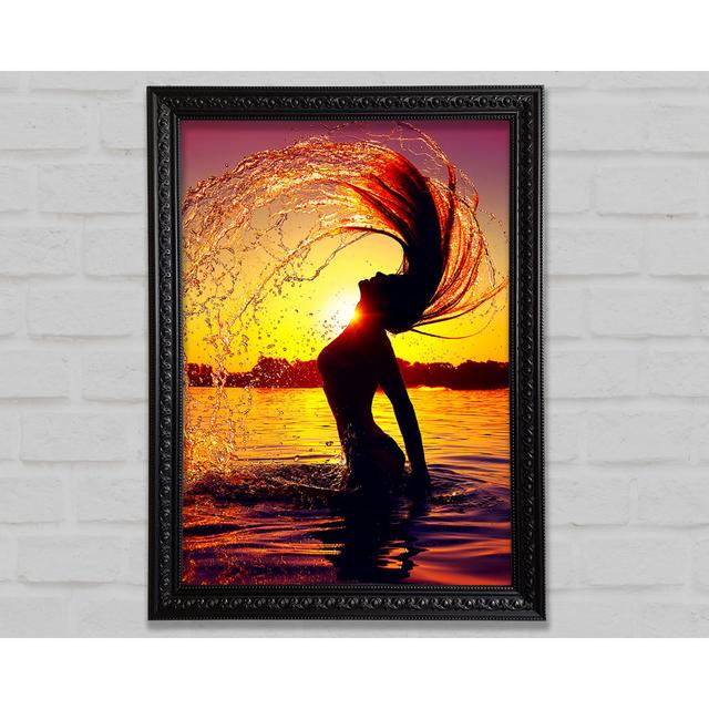 Sunset Woman Ocean Splash - Single Picture Frame Art Prints Bright Star Size: 84.1cm H x 59.7cm W on Productcaster.