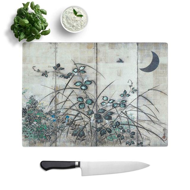 Glass Moon & Autumn Grasses by Sakai Hoitsu Chopping Board East Urban Home Size: 39 cm W x 28.5 cm L on Productcaster.