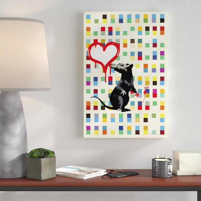 Retro Rat by Banksy - Wrapped Canvas Graphic Art Print East Urban Home Size: 122cm H x 81cm W x 4cm D on Productcaster.