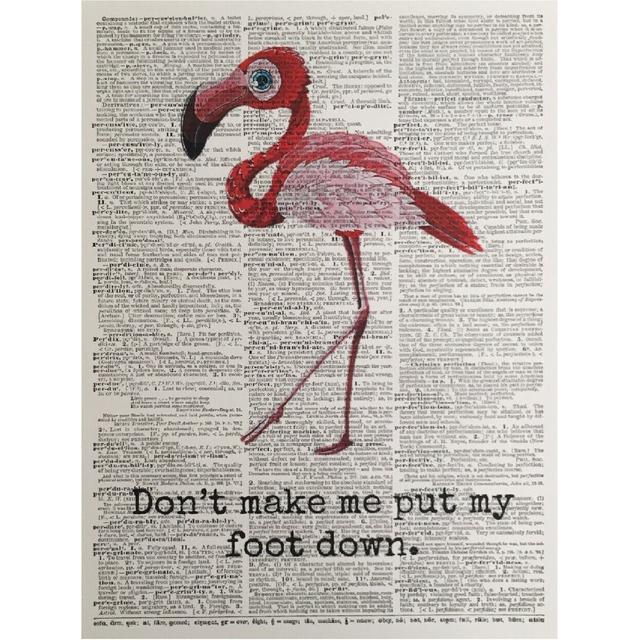 A3 Pink Flamingo Print Vintage Dictionary Page Wall Art Picture Funny Pun Quote Maturi on Productcaster.