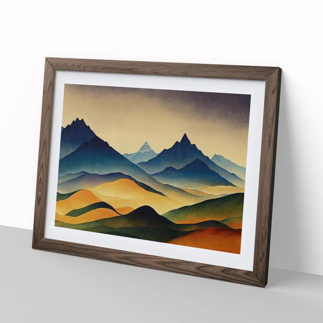 Watercolour Mountain Landscape Vol.2 - Picture Frame Graphic Art Alpen Home Size: 46cm H x 64cm W x 2cm D, Frame Colour: Walnut Framed on Productcaster.