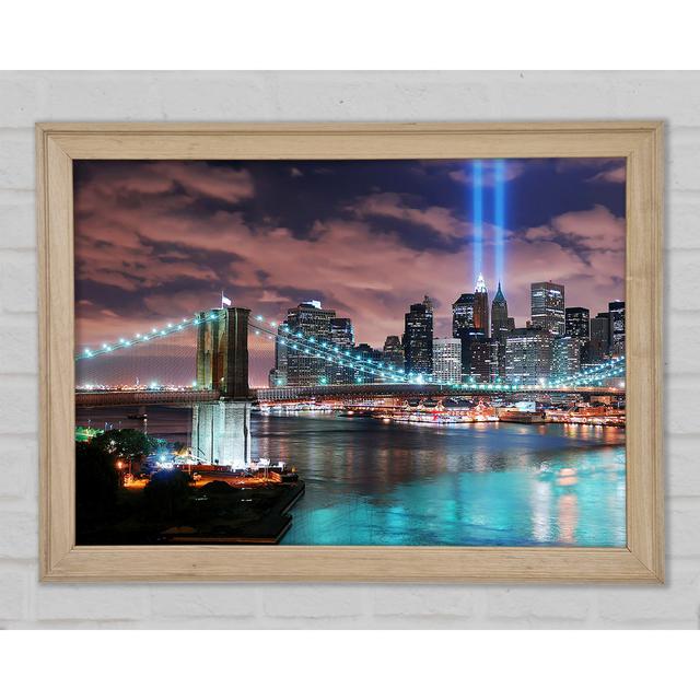 Stunning City Lights Over The Brooklyn Bridge - Single Picture Frame Art Prints Ebern Designs Size: 84.1cm H x 118.9cm W x 1.5cm D on Productcaster.