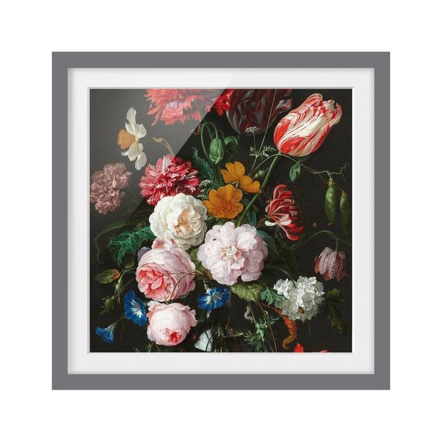 Gerahmter Kunstdruck Still Life with Flowers in a Glass von Jan Davidsz De Heem ClassicLiving Rahmenauswahl: Grau gerahmt on Productcaster.