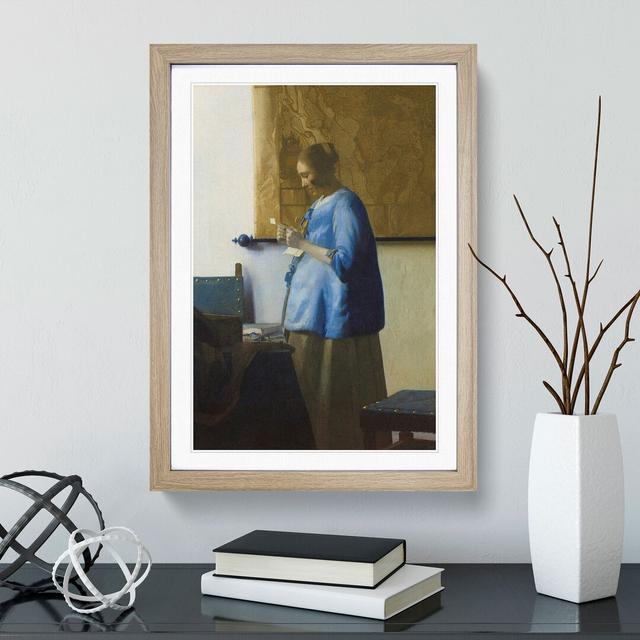 Woman Reading a Letter by Johannes Vermeer - Picture Frame Painting East Urban Home Frame Option: Oak Framed, Size: 65cm H x 48cm W x 2cm D on Productcaster.