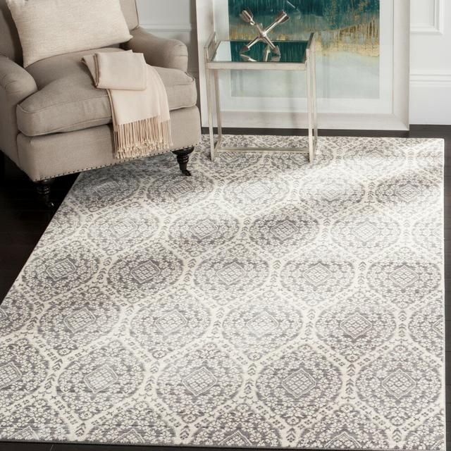 Emberly Geometric Hand Woven Grey/Cream Area Rug Bloomsbury Market Rug Size: Rectangle 121 x 182cm on Productcaster.