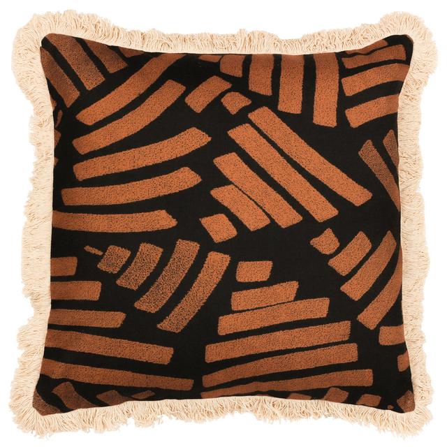 Oromo Geometric Square Throw Cushion Paoletti Colour: Brown on Productcaster.