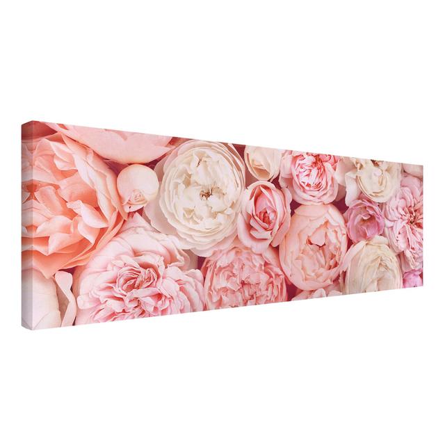 Rosé Coral Shabby - Wrapped Canvas Graphic Art Canora Grey Format: 260g/m² canvas, Frame Option: Pink, Size: 40cm H x 120cm W on Productcaster.