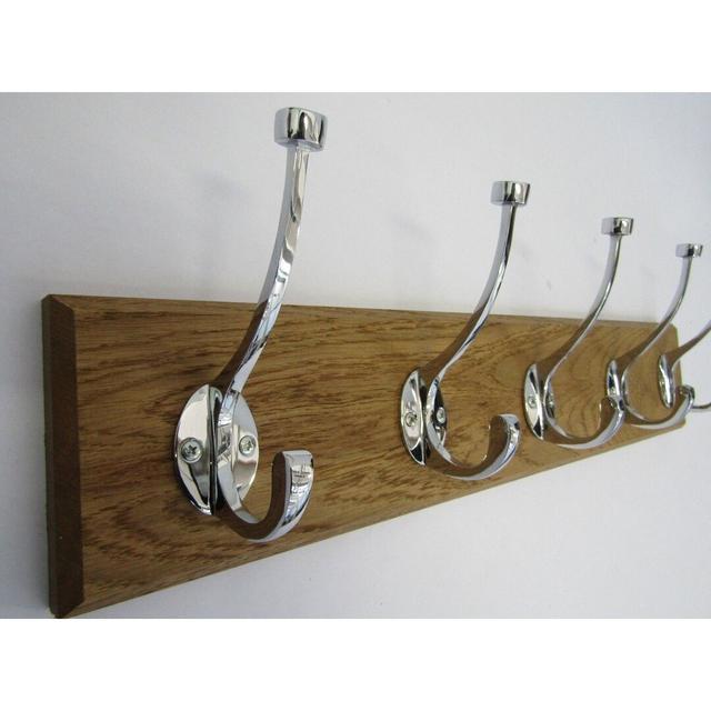 Ogilvie Solid Wood Wall 6 - Hook Wall Mounted Coat Rack Rosalind Wheeler Colour: Polished Chrome on Productcaster.