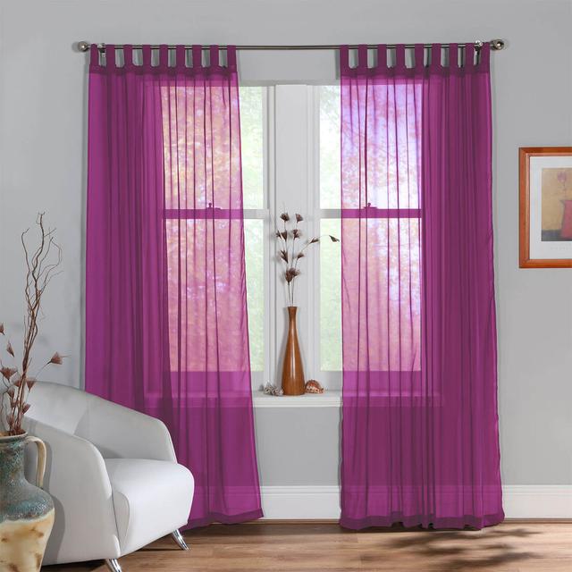 Mitthun Sheer Tab Top VOILE PANEL Pair 17 Stories Curtain Colour: Fuchsia, Panel Size: 149 x 183 cm on Productcaster.