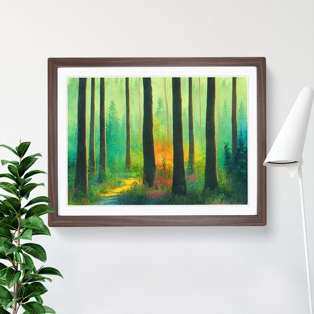 Watercolour Summer Forest Vol.1 - Picture Frame Graphic Art Alpen Home Size: 34cm H x 46cm W, Format: Walnut on Productcaster.