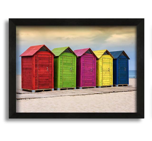 Beach Hut Boardwalk - Picture Frame Photograph on Canvas House of Hampton Size: 42cm H x 60cm W x 10cm D on Productcaster.