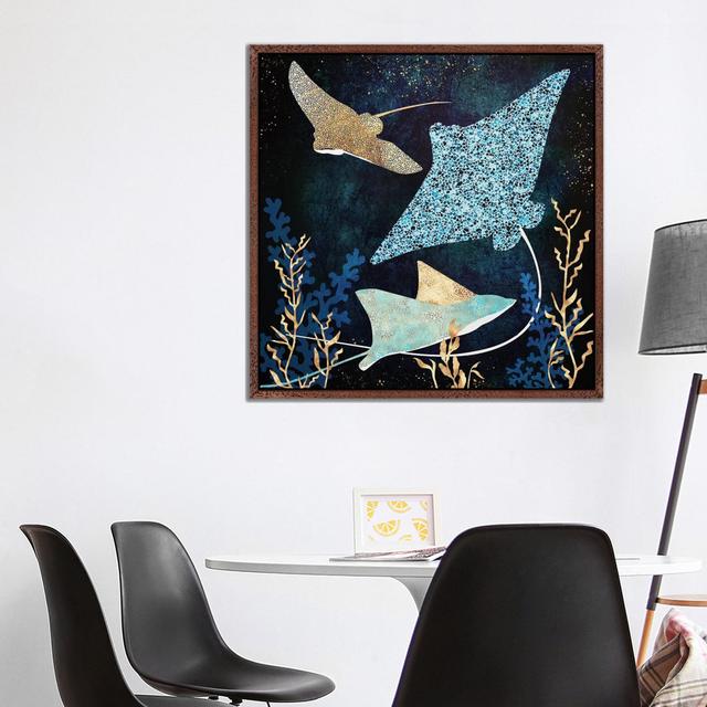 Metallic Stingray II - Graphic Art Print on Canvas Breakwater Bay Frame Option: Brown Framed, Size: 93.98cm H x 93.98cm W x 3.81cm D on Productcaster.