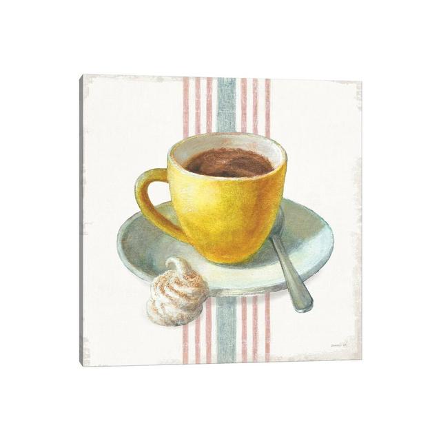 Wake Me Up Coffee IV With Stripes by Danhui Nai - Wrapped Canvas Gallery-Wrapped Canvas Giclée ClassicLiving Size: 45.72cm H x 45.72cm W x 1.91cm D on Productcaster.