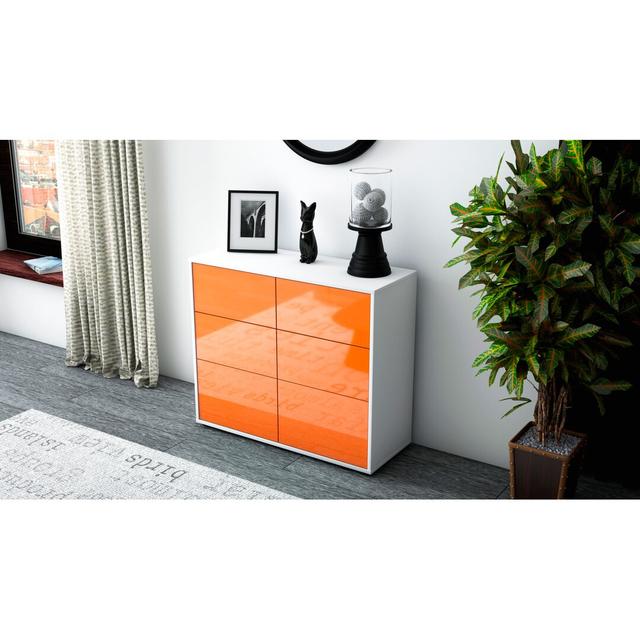 Quartz Sideboard Latitude Run Body and front colour: White/High-gloss orange on Productcaster.