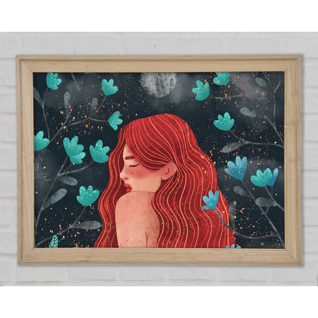 Red Haired Girl Flowers - Print Rosalind Wheeler Size: 59.7cm H x 84.1cm W 1.5cm D, Format: Natural Framed Paper on Productcaster.