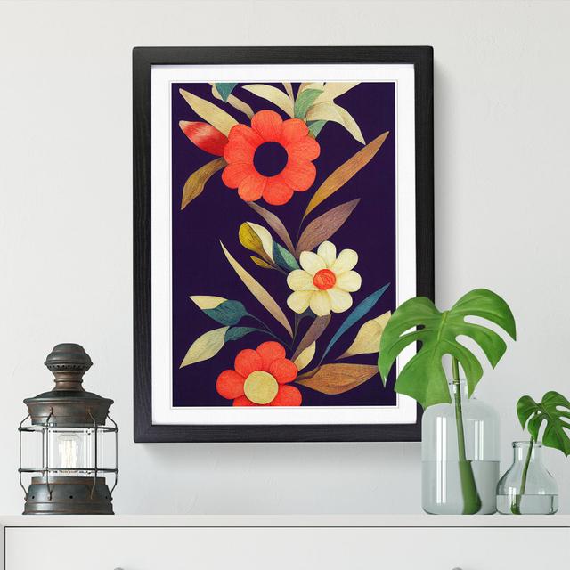 Floral Patchwork Style - Picture Frame Print Marlow Home Co. Format: Black Framed, Size: 34cm H x 25cm W x 2cm D on Productcaster.