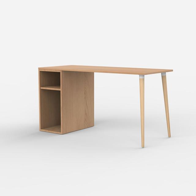 Studio Table With Side Cabinet Shelf 1200*600 Top White Norden Home Colour: Oak, Size: 74cm H x 138cm W x 60cm D on Productcaster.