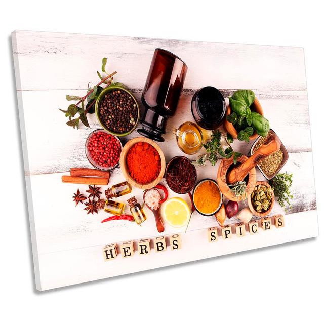 Herbs and Spices Kitchen Restaurant - Wrapped Canvas Photograph Ebern Designs Size: 91.4cm H x 137.2cm W on Productcaster.