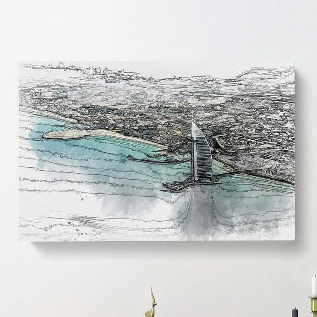 Burj Al Arab Hotel Dubai Skyline in Abstract - Wrapped Canvas Graphic Art Print East Urban Home Size: 40cm H x 60cm W x 3cm D on Productcaster.