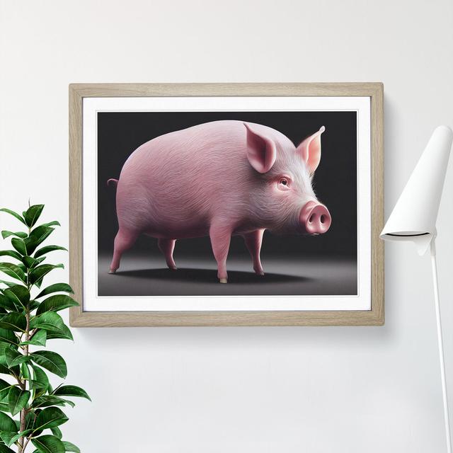 Cute Pig - Picture Frame Graphic Art Brambly Cottage Size: 46cm H x 64cm W x 2cm D, Frame Colour: Oak on Productcaster.