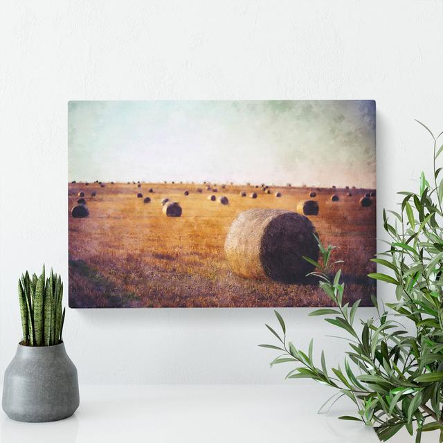 Hay Bales - Wrapped Canvas Print East Urban Home Size: 35cm H x 50cm W x 3cm D on Productcaster.