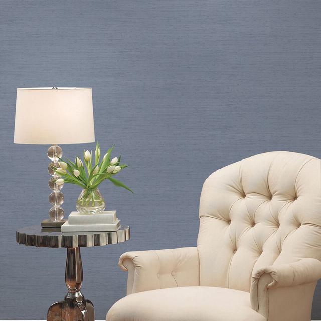 Moffitt 10m x 53cm Textured Satin Wallpaper Roll Lily Manor Colour: Blue on Productcaster.