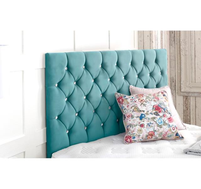 West Upholstered Headboard Mercer41 Colour: Teal, Size: Super King (6') on Productcaster.