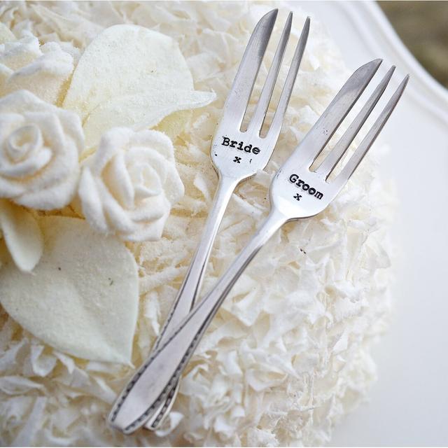 Immingham Bride / Groom Dessert Fork Set Maturi on Productcaster.