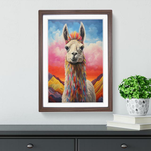 Llama Hard Edge - Single Picture Frame Print on Wood Latitude Vive Format: Walnut Framed, Size: 34cm H x 25cm W x 2cm D on Productcaster.