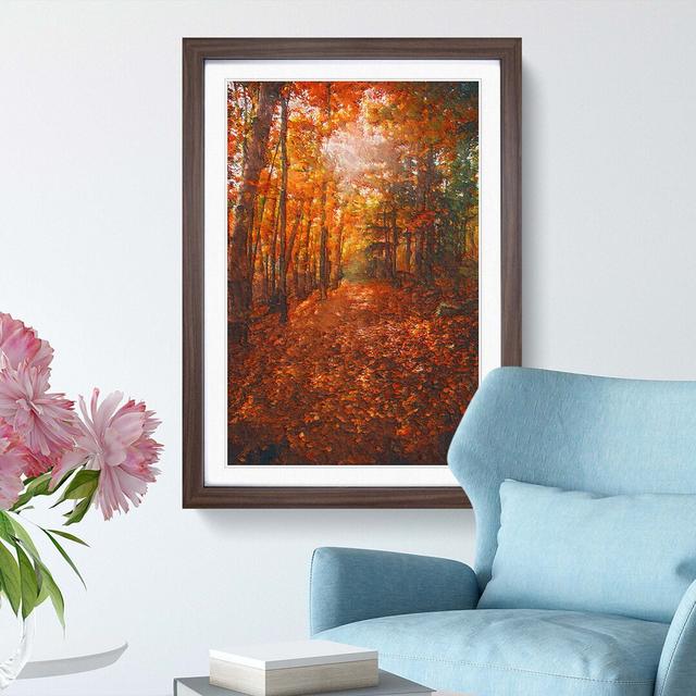 Autumn Forest Pathway in Abstract - Picture Frame Painting Print on Paper East Urban Home Frame Option: Walnut Framed, Size: 33cm H x 24cm W x 2cm D on Productcaster.