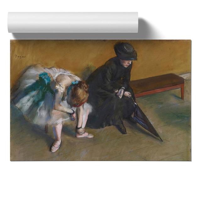 Ballet Ballerina Dancer Waiting by Edgar Degas - Unframed Painting East Urban Home Size: 42cm H x 59cm W x 0.1cm D on Productcaster.