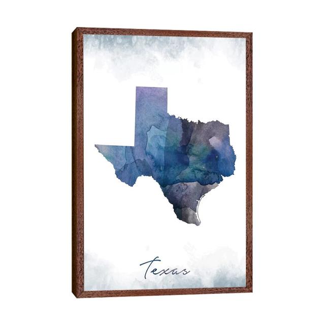 Texas State Bluish - Print Ebern Designs Format: Classic Brown Wood Framed, Size: 152.4cm H x 101.6cm W x 3.81cm D on Productcaster.