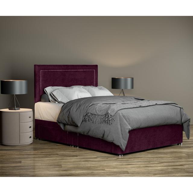 Ibsen Divan Bed Base 17 Stories Size: Kingsize (5'), Colour: Boysenberry on Productcaster.