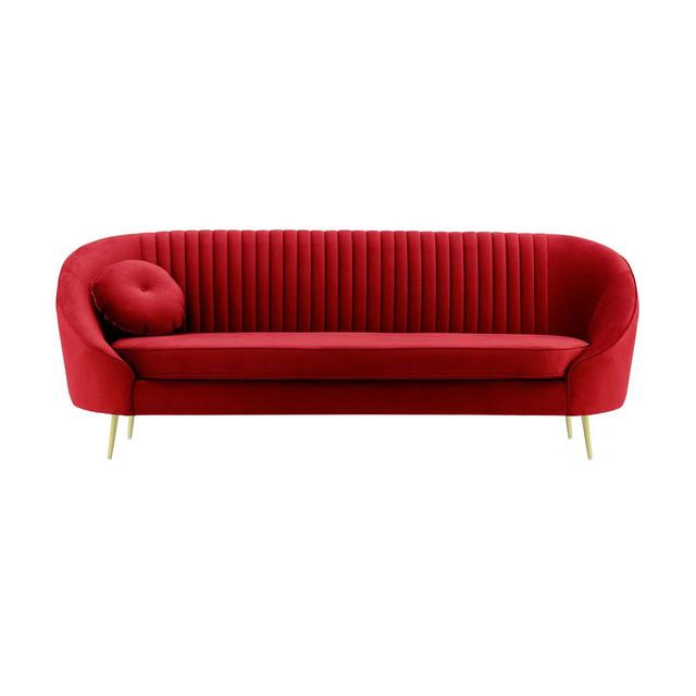 Kooper 3 Seater Velvet Sofa Canora Grey Upholstery Colour: Red on Productcaster.