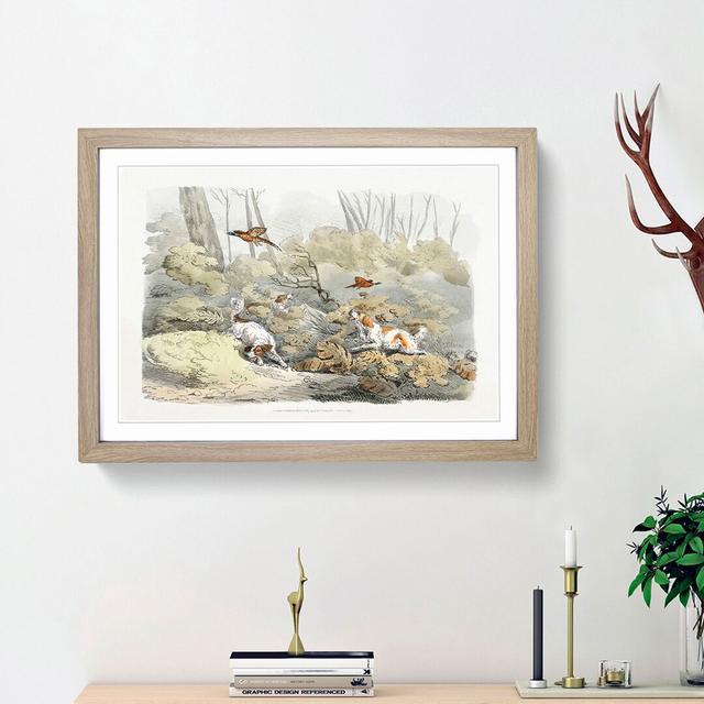 Dogs Chasing Pheasants by Henry Alken - Picture Frame Painting Print East Urban Home Frame Option: Oak Framed, Size: 27cm H x 36cm W x 2cm D on Productcaster.