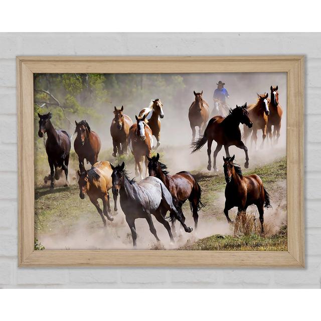 Wild Horse Stampede - Single Picture Frame Art Prints Gracie Oaks Size: 21cm H x 29.7cm W x 1.5cm D on Productcaster.