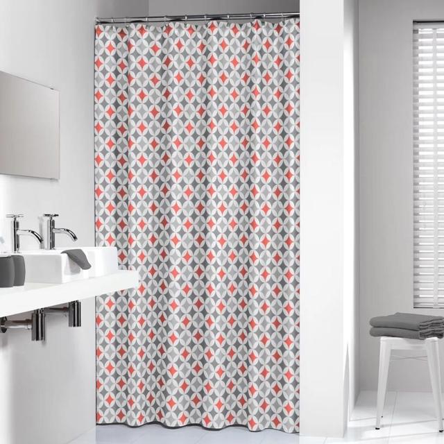 Sealskin Shower Curtain Diamonds 180cm George Oliver Colour: Coral on Productcaster.