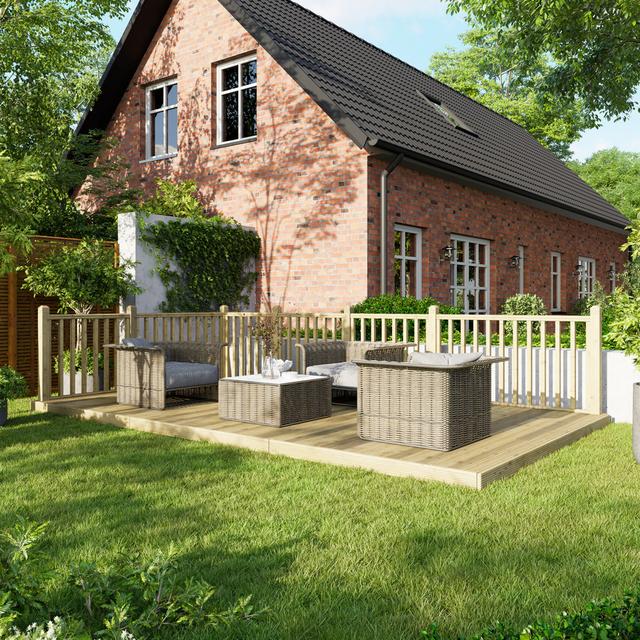 Power Wooden Decking Kit - Handrails on Two Sides (3m x 5.4m) POWERSHEDS on Productcaster.