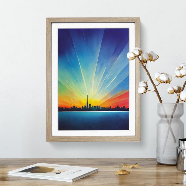 XV1022-2641X Magnificent City Skyline - Single Picture Frame Print 17 Stories Size: 34cm H x 25cm W x 2cm D, Frame Colour: Oak on Productcaster.