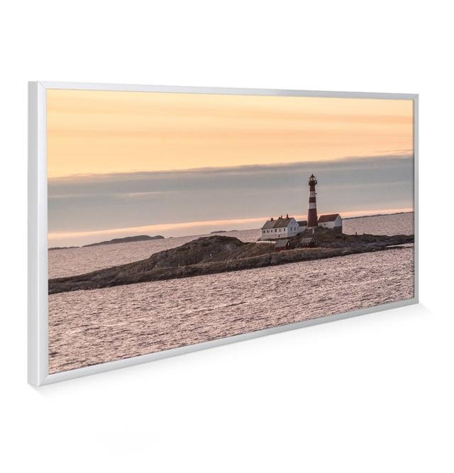 Dusky Lighthouse Horizontal Flat Panel Radiator Mirrorstone Size: 59.5cm H x 99.5cm W x 2.2cm D, Radiator Colour: Black on Productcaster.